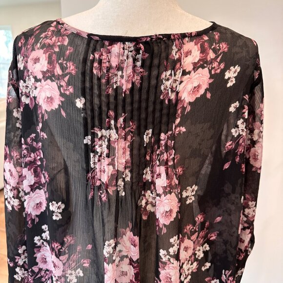 Torrid | 3XL Black Floral Sheer Top Dark Romance Bloomcore Flowers Date Night - Picture 8 of 11